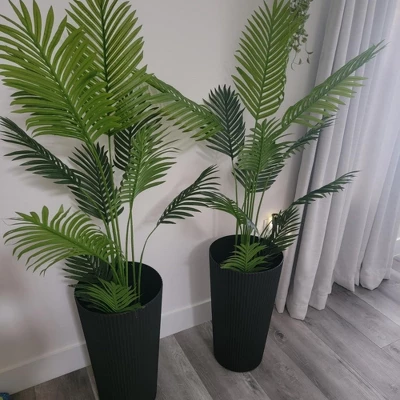 NAYSAYE Planter 2PCS Tall Indoor And Outdoor Planter Pot Large Flower Cone Striped Plastic Flower Pot For Home Garden Patio 2 NAYSAYE Planter 2PCS Tall Indoor And Outdoor Planter Pot Large Flower Cone Striped Plastic Flower Pot For Home Garden Patio - Image 2