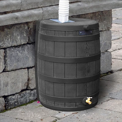 Good Ideas Rain Wizard 50 Gallon Plastic Outdoor Home Rain Barrel Water Storage Collector With Brass Spigot And Flat Back Design, Oak (3 Pack) 4 Good Ideas Rain Wizard 50 Gallon Plastic Outdoor Home Rain Barrel Water Storage Collector With Brass Spigot And Flat Back Design, Oak (3 Pack) - Image 4