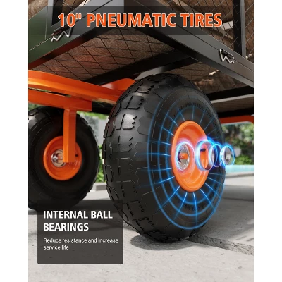 500lbs Steel Garden Cart Heavy Duty Mesh Steel Utility Outdoor Wagon With Removable Sides 180° Rotating Handle 10 Inch Tires,Black 3 500lbs Steel Garden Cart Heavy Duty Mesh Steel Utility Outdoor Wagon With Removable Sides 180° Rotating Handle 10 Inch Tires,Black - Image 3