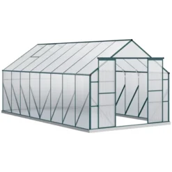 Outsunny Aluminum Greenhouse Polycarbonate Walk-in Garden Greenhouse Kit With Adjustable Roof Vent, Rain Gutter And Sliding Door 12 Outsunny Aluminum Greenhouse Polycarbonate Walk-in Garden Greenhouse Kit With Adjustable Roof Vent, Rain Gutter And Sliding Door -D'Eco Store GUEST 24ded119 9549 40f1 8b76 42e3bf15898e