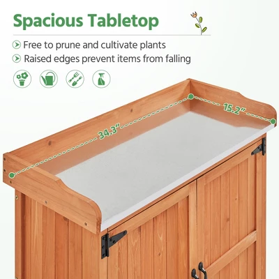 Yaheetech Outdoor Garden Potting Bench Table With Cabinet 4 Yaheetech Outdoor Garden Potting Bench Table With Cabinet - Image 4