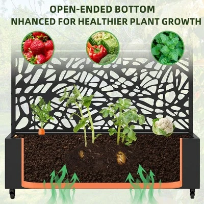 SpassWay 72"H Two-tone Patio Planter Box With Trellis Metal Raised Garden Bed Black Decorative Privacy Screen With Wheels 3 SpassWay 72"H Two-tone Patio Planter Box With Trellis Metal Raised Garden Bed Black Decorative Privacy Screen With Wheels - Image 3