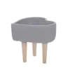 Sagebrook Home 9" Wide Heart Ceramic Planter Pot With Wood Legs Gray