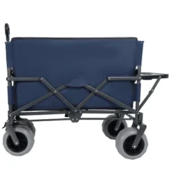 3-in-1 Folding Wagon With Bench Seat & Rear-Mounted Folding Tabletop – 500lbs Capacity, 9"x4" Beach Tires For Camping, Orange -D'Eco Store GUEST 296f72da 2aee 4b23 9116 8b92c7504b8a
