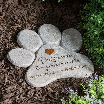 Evergreen 11" Paw Shaped Pet Memorial Garden Stone, Best Friends Live Forever 3 Evergreen 11" Paw Shaped Pet Memorial Garden Stone, Best Friends Live Forever - Image 3