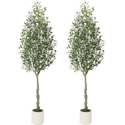 Faux Olive Tree With Moss And Planter Pot, Realistic Olive & Leaves Artificial Tree Tall Plants For Home Yard Office Decor Indoor Outdoor 7 Faux Olive Tree With Moss And Planter Pot, Realistic Olive & Leaves Artificial Tree Tall Plants For Home Yard Office Decor Indoor Outdoor - Image 7