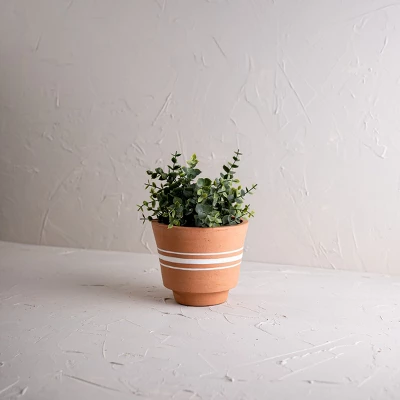 Multi White Stripe Terracotta Planter - Foreside Home & Garden 1 Multi White Stripe Terracotta Planter - Foreside Home & Garden