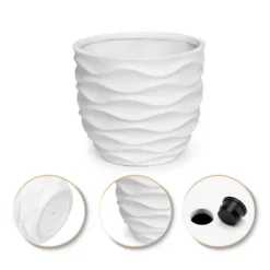 LuxenHome White MgO 11.6-Inch H Waves Round Planter 8 LuxenHome White MgO 11.6-Inch H Waves Round Planter -D'Eco Store GUEST 2cbe4b3e 6fc0 45c9 8afa fcce2ca58c53