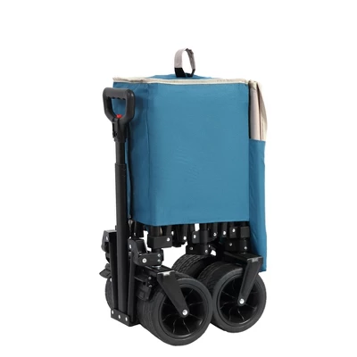 FURNIinspire Wheelbarrows And Lawn Carts Beach Wagon Lawn Cart Garden Cart, Heavy Duty Folding Utility Yard Cart, Blue, 20.87"*42.91"*32.68" 1 FURNIinspire Wheelbarrows And Lawn Carts Beach Wagon Lawn Cart Garden Cart, Heavy Duty Folding Utility Yard Cart, Blue, 20.87"*42.91"*32.68"