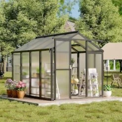 GustoWave Walk-In Polycarbonate Greenhouse With Aluminum Frame, Black. 15 GustoWave Walk-In Polycarbonate Greenhouse With Aluminum Frame, Black. -D'Eco Store GUEST 2d8f3a4f 8ecd 4462 a7f8 56368aaf80ae