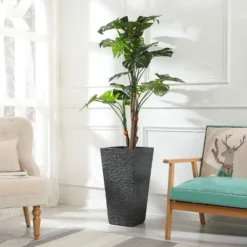 LuxenHome Gray MgO Tall Tapered Square Planter -D'Eco Store GUEST 2e2a3e29 9665 469a 9d56 88b1ada1422a