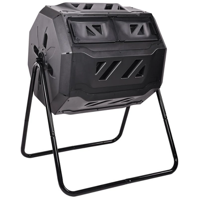 Swtroom Outdoor Plastic Dual Chamber 360 ⁰ Tumbling Composter Bin For Garden Kitchen Yard 35 Gallon 6 Swtroom Outdoor Plastic Dual Chamber 360 ⁰ Tumbling Composter Bin For Garden Kitchen Yard 35 Gallon - Image 6