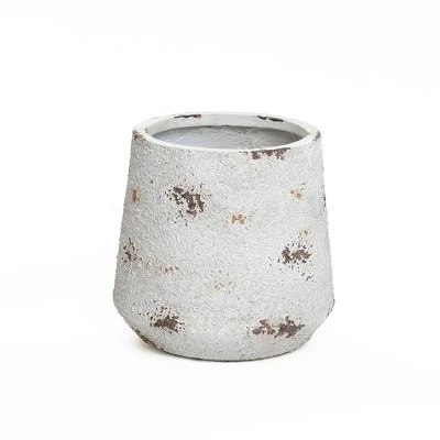 LuxenHome Rustic Planter – Off-White Round MgO Pot With Brown Accents & Plug 9 LuxenHome Rustic Planter – Off-White Round MgO Pot With Brown Accents & Plug - Image 9