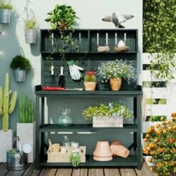 65" Wood Outdoor Potting Bench, 3-Tier Garden Shed Storage Shelves, Flower Display Rack Plant Stand Workstation-The Pop Home -D'Eco Store GUEST 2f7e979c e911 476f 97b6 388aa382e6d9