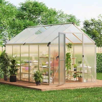 Acekool 6x10FT Aluminum Greenhouse - Polycarbonate Panels, Roof Vent & Sliding Door For Outdoor Gardening 13 Acekool 6x10FT Aluminum Greenhouse - Polycarbonate Panels, Roof Vent & Sliding Door For Outdoor Gardening - Image 13