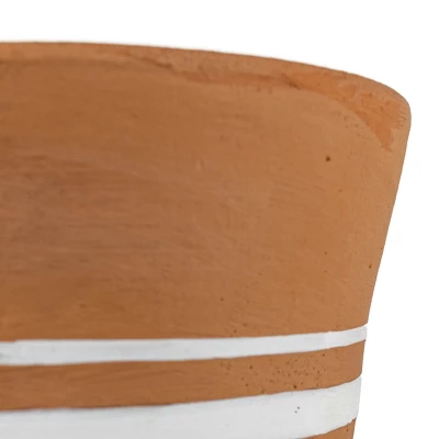 Multi White Stripe Terracotta Planter - Foreside Home & Garden 2 Multi White Stripe Terracotta Planter - Foreside Home & Garden - Image 2