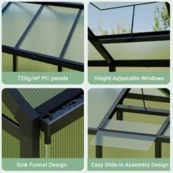 GustoWave Walk-In Polycarbonate Greenhouse With Aluminum Frame, Black. 13 GustoWave Walk-In Polycarbonate Greenhouse With Aluminum Frame, Black. -D'Eco Store GUEST 32da0f02 711d 4971 b29a 04d2b4598873