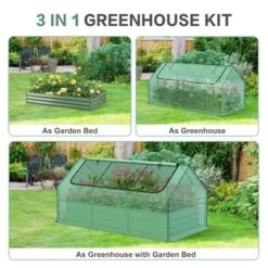 Aoodor 6 X 3 X 1 Ft Raised Garden Bed With Mini Greenhouse Kit, Metal Planter Box With 2 Roll-Up Zipper Doors For Vegetables, Herbs, And Flowers 13 Aoodor 6 X 3 X 1 Ft Raised Garden Bed With Mini Greenhouse Kit, Metal Planter Box With 2 Roll-Up Zipper Doors For Vegetables, Herbs, And Flowers -D'Eco Store GUEST 34757fe8 1b46 4bc0 b784 5a11dd01e4b6