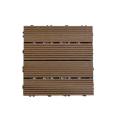 11 PCS 11.7" X 11.7" Square Plastic Wood Deck Tiles, Outdoor Terrace Flooring，Light Brown -D'Eco Store GUEST 352d9aa2 8a50 4e38 a2ca b578536a6b64