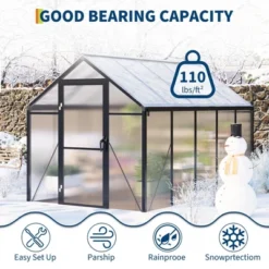 Homfan Greenhouse For Outdoors,Polycarbonate Greenhouse With Roof Vent, Aluminum Walk-in Greenhouse For Outside Garden Backyard, Patio, Lawn 12 Homfan Greenhouse For Outdoors,Polycarbonate Greenhouse With Roof Vent, Aluminum Walk-in Greenhouse For Outside Garden Backyard, Patio, Lawn -D'Eco Store GUEST 35cb559b abba 4cd0 8651 3d692ede7008