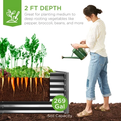 Best Choice Products 6x3x2ft Outdoor Metal Raised Garden Bed, Planter Box For Vegetables, Flowers, Herbs 1 Best Choice Products 6x3x2ft Outdoor Metal Raised Garden Bed, Planter Box For Vegetables, Flowers, Herbs