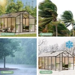 Sturdy Polycarbonate Greenhouse With Aluminum Frame - Adjustable Roof Vent, Sliding Door & UV Protection For Backyard Gardening 14 Sturdy Polycarbonate Greenhouse With Aluminum Frame - Adjustable Roof Vent, Sliding Door & UV Protection For Backyard Gardening -D'Eco Store GUEST 36cb8b4f bc15 492d afe8 e67525f1d49e