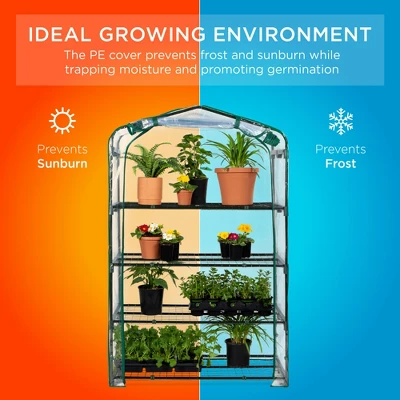 Best Choice Products 40in Wide 4-Tier Mini Greenhouse, Portable Indoor Outdoor Arboretum For Yard W/ Steel Shelves 2 Best Choice Products 40in Wide 4-Tier Mini Greenhouse, Portable Indoor Outdoor Arboretum For Yard W/ Steel Shelves - Image 2