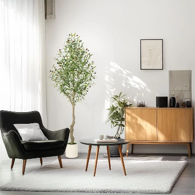 Faux Olive Tree With Moss And Planter Pot, Realistic Olive & Leaves Artificial Tree Tall Plants For Home Yard Office Decor Indoor Outdoor 6 Faux Olive Tree With Moss And Planter Pot, Realistic Olive & Leaves Artificial Tree Tall Plants For Home Yard Office Decor Indoor Outdoor - Image 6