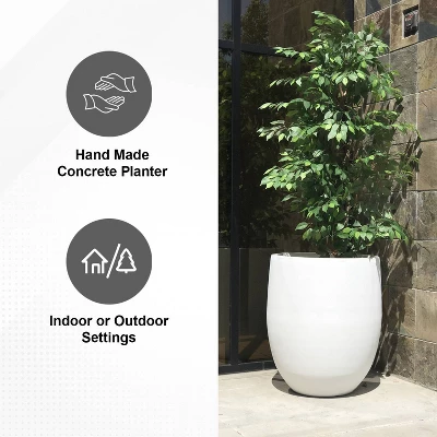 Rosemead Home & Garden, Inc. Concrete Outdoor Planter Pot White 17"x17" 7 Rosemead Home & Garden, Inc. Concrete Outdoor Planter Pot White 17"x17" - Image 7