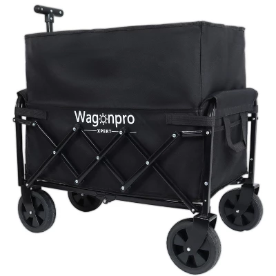 Expandable Dual-Layer Utility Wagon With 100% Extra Space - Grocery CartBlack 2 Expandable Dual-Layer Utility Wagon With 100% Extra Space - Grocery CartBlack - Image 2