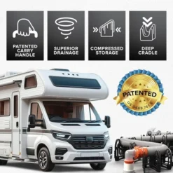 Camco Sidewinder RV Sewer Drainage Hose Support, 20-Foot Telescoping & Foldable Hose Holder, Camping Accessory For Trailer And Camper