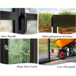 AMERLIFE 14x9.5x9 FT Polycarbonate Greenhouse, Aluminum Frame, Double Doors, 2 Vents, Rain Gutter -D'Eco Store GUEST 3c3c4b5e b707 4ab7 b08f 9920438cb70e