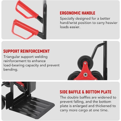 Acekool Stair Climbing Dolly, 2-in-1 Folding Hand Truck With 6 Wheels, Telescoping Handle, 330 Lbs Load For Stairs, Moving, Storage 2 Acekool Stair Climbing Dolly, 2-in-1 Folding Hand Truck With 6 Wheels, Telescoping Handle, 330 Lbs Load For Stairs, Moving, Storage - Image 2