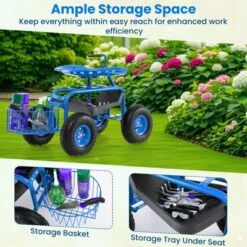 Tangkula Rolling Garden Cart Scooter W/ Adjustable Seat Storage Basket Tray Blue 15 Tangkula Rolling Garden Cart Scooter W/ Adjustable Seat Storage Basket Tray Blue -D'Eco Store GUEST 40fcd0f8 ddeb 4926 89bd 7da7cfa0aaf5