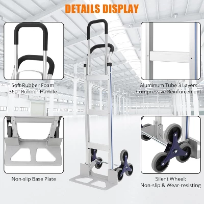 Heavy Duty 2-in-1 Aluminum Hand Truck With Stair Climbing Triangle Wheels – 650 Lb Capacity Convertible Dolly With Dual Handles 4 Heavy Duty 2-in-1 Aluminum Hand Truck With Stair Climbing Triangle Wheels – 650 Lb Capacity Convertible Dolly With Dual Handles - Image 4