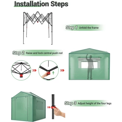 Portable Greenhouse For Indoor & Outdoor Plants, 6x8ft Durable PE Cover Pop-Up Green House Kit 3 Portable Greenhouse For Indoor & Outdoor Plants, 6x8ft Durable PE Cover Pop-Up Green House Kit - Image 3
