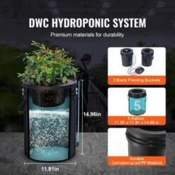 VEVOR DWC Hydroponics Grow System, Hydroponic Growing System With Top Drip Kit, Deep Water Culture 5-Gallon 2 Buckets, With Air Pump, Black 14 VEVOR DWC Hydroponics Grow System, Hydroponic Growing System With Top Drip Kit, Deep Water Culture 5-Gallon 2 Buckets, With Air Pump, Black -D'Eco Store GUEST 4405d687 5049 46e9 b8dc 0d3710566dc3