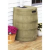 Good Ideas Rain Wizard 50 Gallon Plastic Outdoor Home Rain Barrel Water Storage Collector With Brass Spigot And Flat Back Design, Khaki