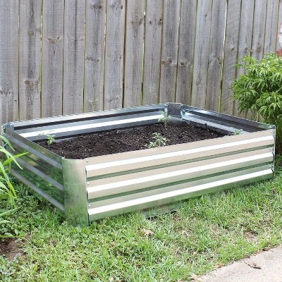 Sunnydaze Decor Sunnydaze Raised Corrugated Galvanized Steel Rectangle Garden Bed For Plants, Vegetables, And Flowers - 47" W X 11.75" H 1 Sunnydaze Decor Sunnydaze Raised Corrugated Galvanized Steel Rectangle Garden Bed For Plants, Vegetables, And Flowers - 47" W X 11.75" H