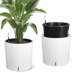 Round Planter Set Of 2, Self Watering Pots For Indoor Plants, Large Flower Pot Outdoor With Built-in Drainage And A Water Level Monitor 18 Round Planter Set Of 2, Self Watering Pots For Indoor Plants, Large Flower Pot Outdoor With Built-in Drainage And A Water Level Monitor -D'Eco Store GUEST 46ad00cc f55a 4f7e 9a6e ea0f64a1c875