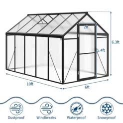 Homfan Greenhouse For Outdoors,Polycarbonate Greenhouse With Roof Vent, Aluminum Walk-in Greenhouse For Outside Garden Backyard, Patio, Lawn 16 Homfan Greenhouse For Outdoors,Polycarbonate Greenhouse With Roof Vent, Aluminum Walk-in Greenhouse For Outside Garden Backyard, Patio, Lawn -D'Eco Store GUEST 46ba60da 57c5 41e8 a6c0 6d8785de2ead