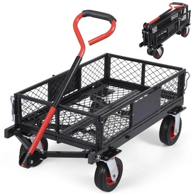 Folding Utility Mesh Steel Garden Carts And Wagons Heavy Duty 360lbs,Folding Utility Wagon Cart W Removable Mesh Sides 8 Folding Utility Mesh Steel Garden Carts And Wagons Heavy Duty 360lbs,Folding Utility Wagon Cart W Removable Mesh Sides - Image 8