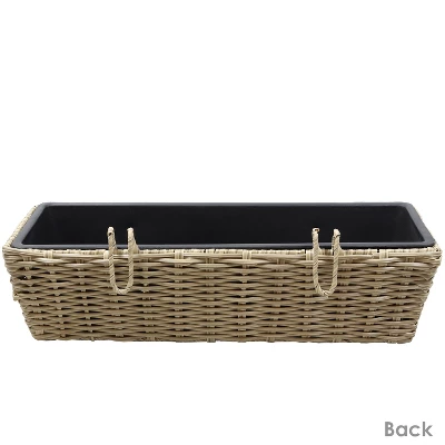 Sunnydaze Decor Sunnydaze Hanging Rectangle Polyrattan Rail Planter With Plastic Liner - 23.5" W X 7.5" D X 6.5" H 6 Sunnydaze Decor Sunnydaze Hanging Rectangle Polyrattan Rail Planter With Plastic Liner - 23.5" W X 7.5" D X 6.5" H - Image 6
