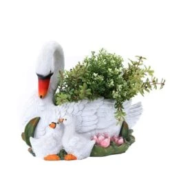 LuxenHome White Resin Swan Family Planter 20 LuxenHome White Resin Swan Family Planter -D'Eco Store GUEST 47d239b3 24fd 4d4b bb9d 3590b31ac639