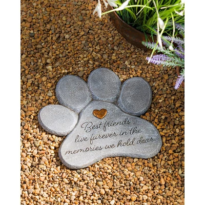 Evergreen 11" Paw Shaped Pet Memorial Garden Stone, Best Friends Live Forever 8 Evergreen 11" Paw Shaped Pet Memorial Garden Stone, Best Friends Live Forever - Image 8