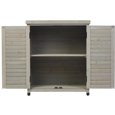 NicBex Outdoor Potting Bench With Storage Cabinet And Metal Table Top For Patio, Garden Furniture Wood Workstation, Grey 3 NicBex Outdoor Potting Bench With Storage Cabinet And Metal Table Top For Patio, Garden Furniture Wood Workstation, Grey - Image 3