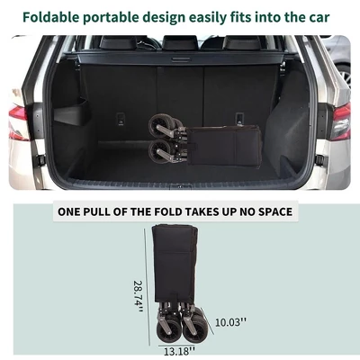 Folding Wagon Cart, Collapsible Wagon With 2 Cup Bags, Extra Cover, 4 Big Wheels, Telescopic Handle, Heavy Duty Utility Cart 4 Folding Wagon Cart, Collapsible Wagon With 2 Cup Bags, Extra Cover, 4 Big Wheels, Telescopic Handle, Heavy Duty Utility Cart - Image 4