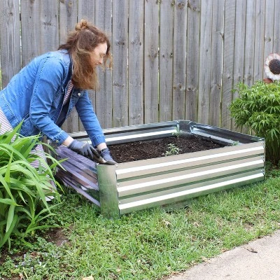Sunnydaze Decor Sunnydaze Raised Corrugated Galvanized Steel Rectangle Garden Bed For Plants, Vegetables, And Flowers - 47" W X 11.75" H 4 Sunnydaze Decor Sunnydaze Raised Corrugated Galvanized Steel Rectangle Garden Bed For Plants, Vegetables, And Flowers - 47" W X 11.75" H - Image 4