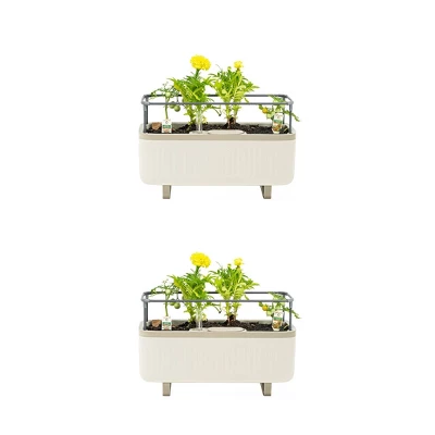 Vego Garden Twin Pack Self-Watering Herb Planter Box With Trellis Rectangular Indoor Outdoor Planter Pots 7.3"x17.5"x10.5" 6 Vego Garden Twin Pack Self-Watering Herb Planter Box With Trellis Rectangular Indoor Outdoor Planter Pots 7.3"x17.5"x10.5" - Image 6