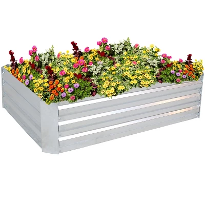 Sunnydaze Decor Sunnydaze Raised Corrugated Galvanized Steel Rectangle Garden Bed For Plants, Vegetables, And Flowers - 47" W X 11.75" H 5 Sunnydaze Decor Sunnydaze Raised Corrugated Galvanized Steel Rectangle Garden Bed For Plants, Vegetables, And Flowers - 47" W X 11.75" H - Image 5